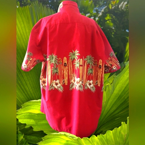 Men's XL Surfboard Floral Hawaiian Aloho Short Sleeve Button Front Shirt - Picture 2 of 5